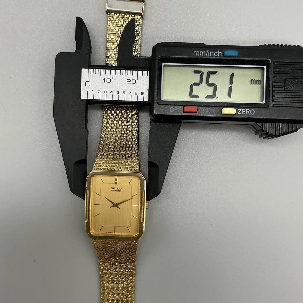 Vintage Seiko Quartz Mens Watch 25mm Gold Tone Mesh 5Y30-5B49 New Battery 7.75